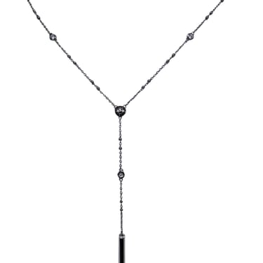 Henri Bendel - Pewter Jeweled Chain Statement Necklace w/ Bar
