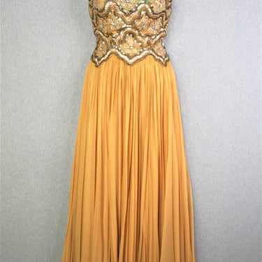 1950-60s - Mid Century - Silk Chiffon - Evening Gown - XS 