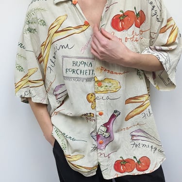 Incredible Vintage Italian Food Printed Blouse