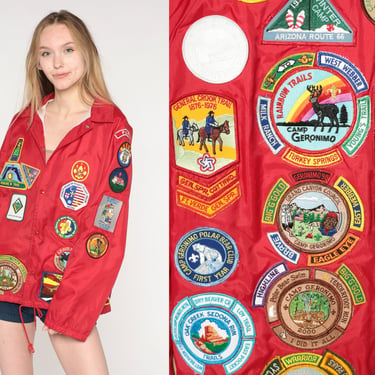 Vintage Boy Scout Jacket Arizona LDS Patch Windbreaker Mormon Jacket Uniform Jacket Snap Up Red Retro Vintage 90s Grand Canyon Medium 