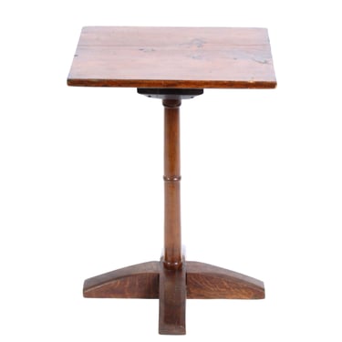 Vintage Rustic Handmade Pine Side Table with Tapered X Shaped Base