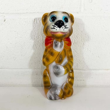 Vintage Tiger Coin Bank Silvestri Bros 1966 Thick Hard Plastic Hong Kong Cute Mid Century Baby Kids Room Circus Zoo Decor Nursery 1960s 60s 