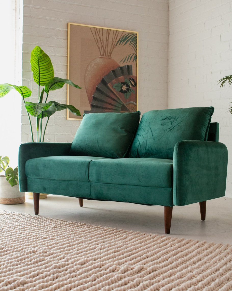 Forest Green Loveseat Sunbeam Vintage Highland Park Los Angeles, CA
