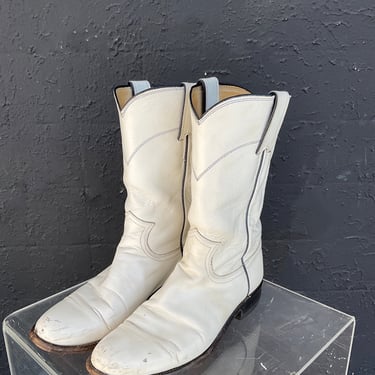 White Western Justin Cowboy Boots / Sz: 5 1/2