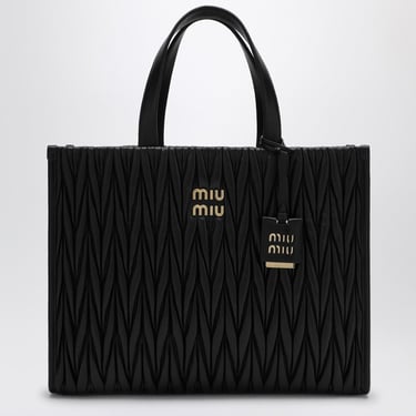 Miu Miu Black Quilted Nappa Leather Shopping Bag Women