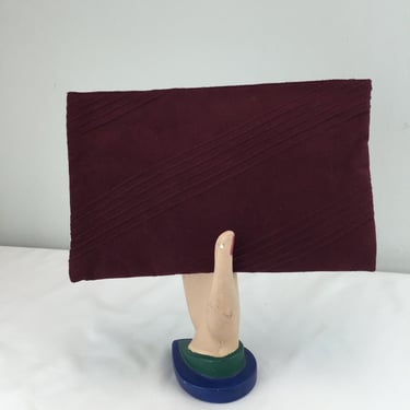 Power Play - Vintage 1980s Reva Burgundy Ultra Suede Clutch Purse 
