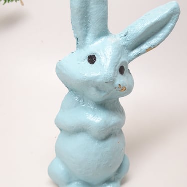 Vintage 1950's 5 3/4 Inch Pulp Paper Mache Easter Bunny Rabbit Candy Container, Antique Holiday Decor 