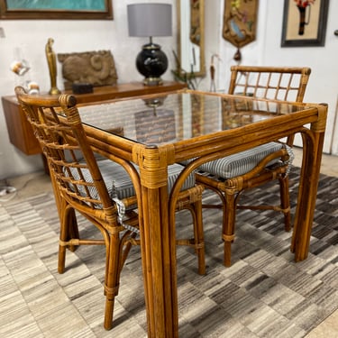 Franco Albini Style Rattan Dining Table and Chairs by Wilshire LA.