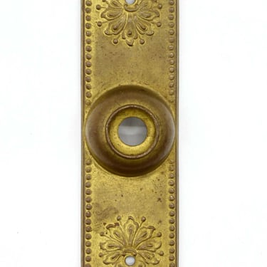 Vintage French Floral Pressed Brass Doorbell Cover