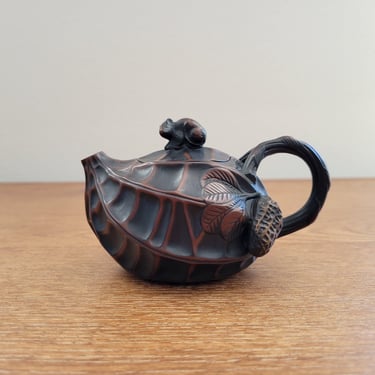 Vintage Traditional Chinese Teapot - Peanut and Mouse - Studio Signed 