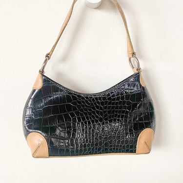 Y2K Black and Tan Textured Handbag