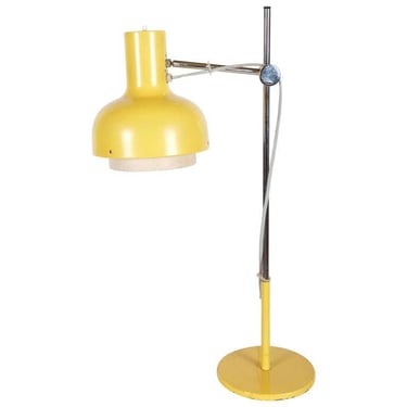 Large Mid-Century Yellow Table Lamp 