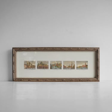 Vintage Hand Colored Engravings of Venice, Italy 