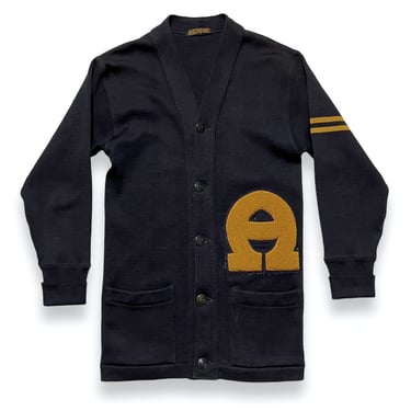 Vintage 1930s AG SPALDING Wool Cardigan ~ men's S ~ Sweater ~ Work Wear ~ Letterman / Varsity ~ Patch 