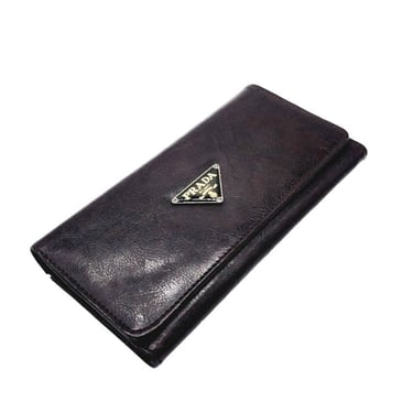 Vintage 90s Prada Clutch Wallet Leather Trifold Pocketbook 