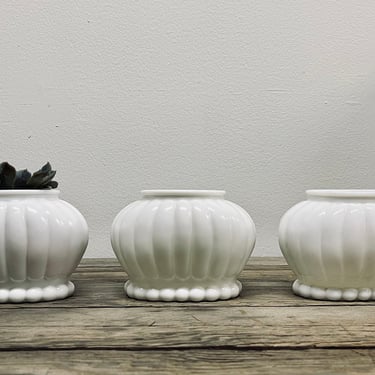 Milk Glass Randall Oval Pot | Milkglass Planter | Fenton Glass | Hobnail | Oval | Scalloped | White Glass Planter | 4 inch Planter Vintage 