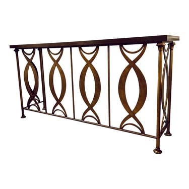 Jonathan Charles Modern Wood and Brass Geometric Console Table