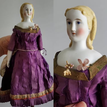 Antique Parian Doll with Ornate Blonde Hairstyle - Antique German Dolls - Collectible Dolls 15