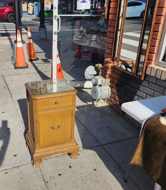 Elegant Nite Stand or SideTable. Comes with glass top cover. 17x14x30" tall.