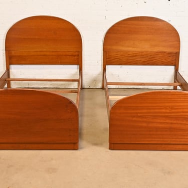 Art Deco Redwood Twin Size Beds by Brooks Furniture Co., Pair