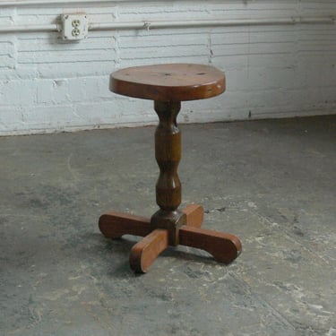 Vintage Handmade Primitive Inspired Stool // Side Table // Pedestal Table 