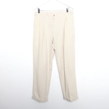 Vintage KHAKI seersucker cotton MEN'S breezy lightweight spring summer pants -- size 34x28 -- great condition! 