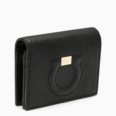 Ferragamo Small Black Leather Wallet With Logo Women