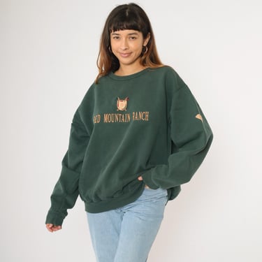 Vintage Red Mountain Ranch Sweatshirt 90s Golf Polo Club Mesa Arizona Dark Green Cotton Crewneck Embroidered 1990s Slouchy Oversize Large 