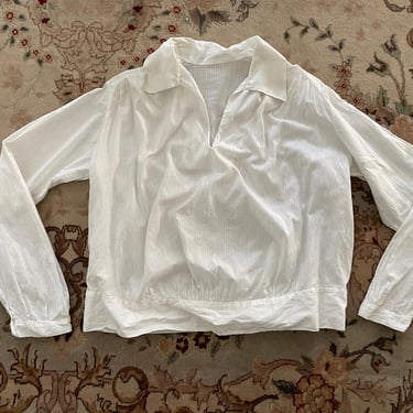 Antique Edwardian white cotton blouse | Academia aesthetic, romantic top, M 