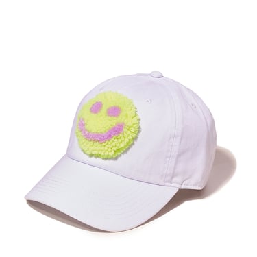 White Tufted Dad Hat, cap, happy face, yin-yang, mushroom, present, gift 