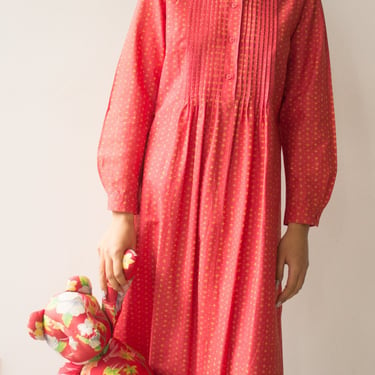 1970s Marimekko Design Research Red Ditsy Floral Smock Dress 