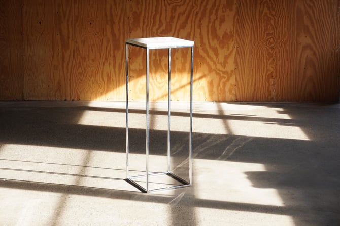 Milo Baughman Thin Chrome and Marble Display Pedestal Table 