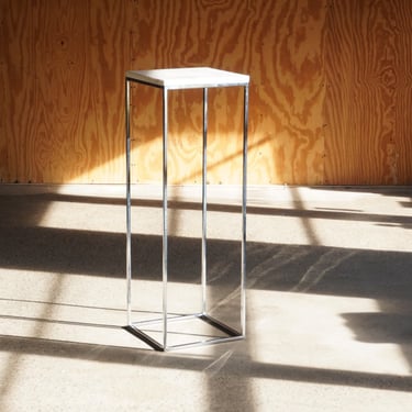Milo Baughman Thin Chrome and Marble Display Pedestal Table 