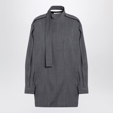 Jil Sander Grey Wool Shirt With Scarf Women