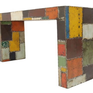 Reclaimed Aluminum Patchwork Console from the Jim Carrey Collection