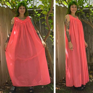 Vintage 1960’s Neon Pink Sheer Nightgown 