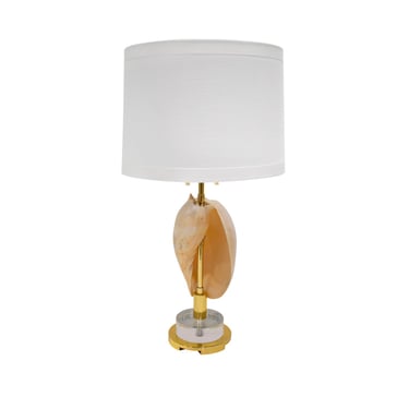 Chic Artisan Mounted Sea Shell Table Lamp with Lucite Base 1970s