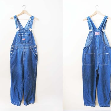 Vintage 90s 2000s Womens Denim REVOLT Overalls M - Dark Wash Baggy Overalls - Streetwear Long Overall Pants 