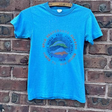 Vintage 70s 1978 Skateboarding Competition Tee Blue XS Small Santa Fe New Mexico by TimeBa