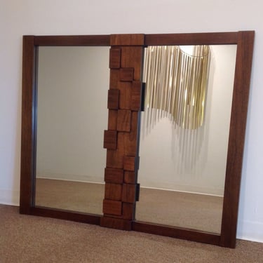 Mid Century Modern Paul Evans Inspired Brutalist Lane Mirror 