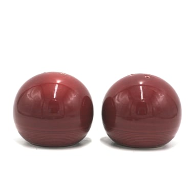 vintage Ceramic Orb Salt and Pepper Shakers in Cranberry made in Japan 