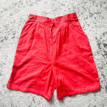Vintage 1950s Cherry Red High Waisted Shorts / 23