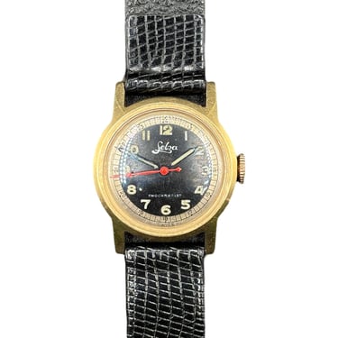 Selza Automatic WWII Military Aviation Pilot Cold Capped 14K Gold Watch 