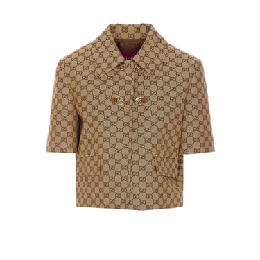 Gucci Women Gg Logo Jacket With Horsebit