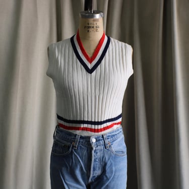 70's Sweater Vest / Vintage English Village Knit  / Women's Medium to Large 