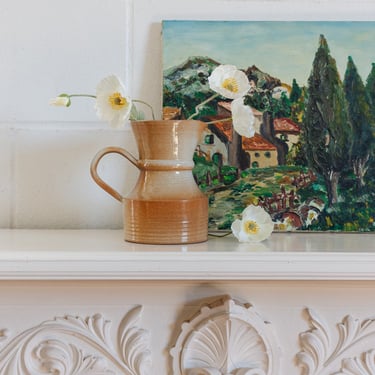 vintage french two-tone toned glazed stoneware pitcher