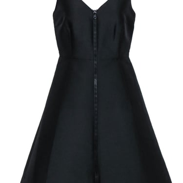 Kate Spade - Black Classic Fit &amp; Flare Cocktail Dress w/ Front Accent Zipper Sz 10