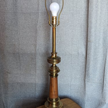 Vintage Stiffel Brass and American Walnut Table Lamp