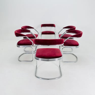 Set of 6 Mid Century Dining table armchairs by Giotto Stoppino, Italy, 1970s 