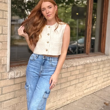 Ivory Tweed Vest